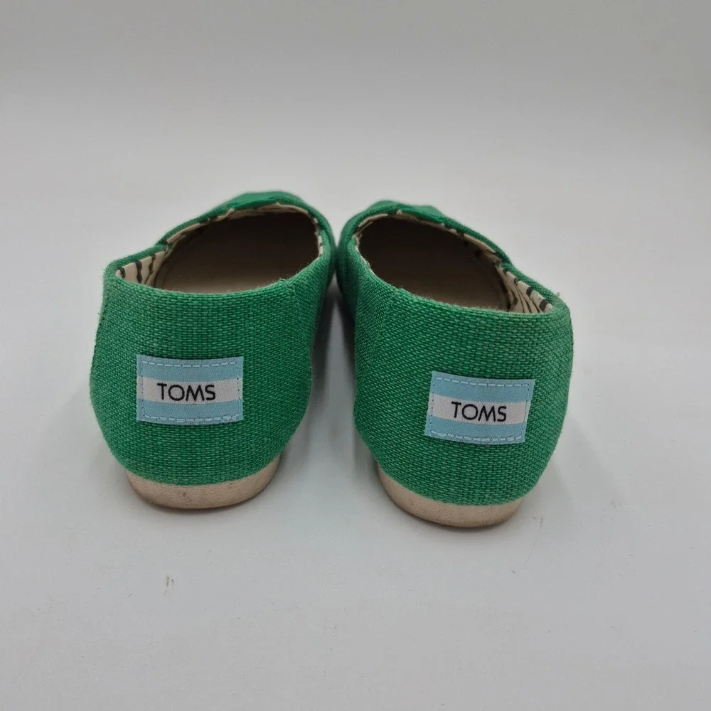 TOMS Womens Classic Alpargata Green Textile Slip On Loafers Shoes Size 5.5